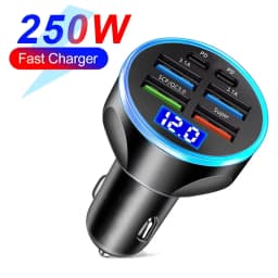 6 Ports Car Charger Fast Charging PD QC3.0 USB C Car Phone Charger Type C Adapter in Car For iPhone Samsung Huawei Xiaomi