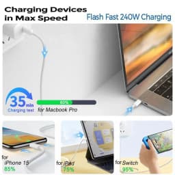 PD 240W USB C to USB C Charger Cable Type C Fast Charging Cable Compatible for iPhone 15 Series for iPad Pro for MacBook Pro 2M