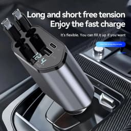 4 in 1 Retractable Car Charger 120W USB C Car Charger Adapter with 2 USB Ports Car Phone Charger for iPhone 16 15 Samsung