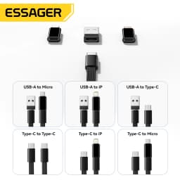 Essager Multifunctional Travel Box 60W USB C To Type C Micro Lightning Cable Set Fast Charging For IPhone Xiaomi Storage Box Pin
