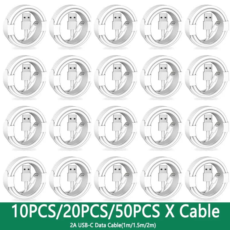10-50PCS 2A TPE USB A Type C Fast Charging Data Cables For Samsung Galaxy S8 Huawei Xiaomi LG Mobile Phone USB-C Quick Cord 2m