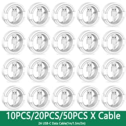 10-50PCS 2A TPE USB A Type C Fast Charging Data Cables For Samsung Galaxy S8 Huawei Xiaomi LG Mobile Phone USB-C Quick Cord 2m
