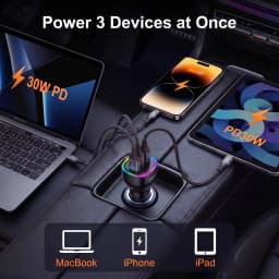 90W USB C Car Charger Multi Port Dual PD 30W Super Fast Charging Adapter for iPhone 17 16 15 Macbook Samsung Android Phone