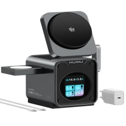 KUXIU D5 Qi2.2 25W Magnetic Wireless Charging Station With Smart TFT Color Display For iPhone 18 17 16 15 14 13/iWatch/AirPod