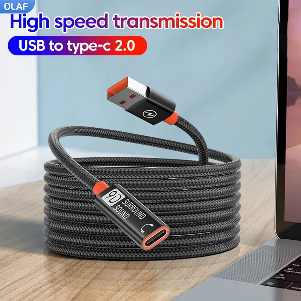 USB To Type C 2.0 Extension Cable Fast Charging Data Transfer USB C Headphone USB 3.0 Male To USB2.0 Female Extension Data Cable