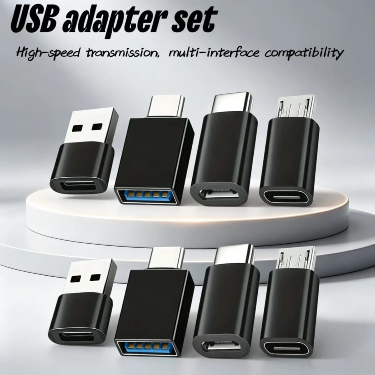 8pcs USB to USB C Adapter, USB Type C Female to USB Adapter, Micro USB to USB C Female Male Converter Connector, for Laptop Car