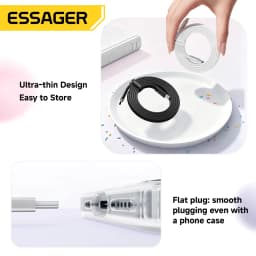 Essager 100W 5A Type C to Type C Cable For Iphone 17 Macbook Xiaomi Huawei USB C Ultra-thin Flat Cable Type C Quick Charger Cord
