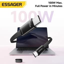 Essager 100W 5A Type C to Type C Cable For Iphone 17 Macbook Xiaomi Huawei USB C Ultra-thin Flat Cable Type C Quick Charger Cord