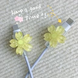 2pcs Cartoon Cable Protector Cute Flowers USB Charger Protector Cable Organizer Kawaii Data Line Cord Cable Winder For iPhone