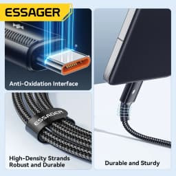 Essager 120W USB Cable Type C Fast Charging 6A USB C Charger Wire Data Cord For Xiaomi 11 Pro Huawei P40 Samsung S21 Ultra S20
