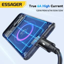 Essager 120W USB Cable Type C Fast Charging 6A USB C Charger Wire Data Cord For Xiaomi 11 Pro Huawei P40 Samsung S21 Ultra S20