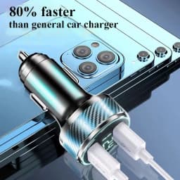 300W USB Car Charger with Voltage Monitor Super Fast Charging Adapter for iPhone 15 Pro Max Samsung OPPO VIVO Huawei Oneplus