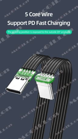 Flexible Flat Silicone Type C to USB C Cable Left/Right Up/Down Angled for Camera Phones 60W Fast Charging 480Mbps Data Transfer