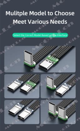 Flexible Flat Silicone Type C to USB C Cable Left/Right Up/Down Angled for Camera Phones 60W Fast Charging 480Mbps Data Transfer