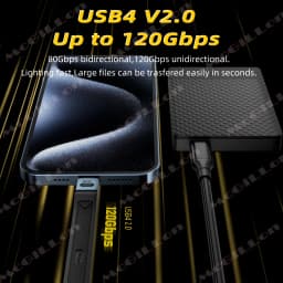 Thunderbolt 5 Full-function Data Cable USB C To USB C Fast Charging PD 240W 16K 60Hz Video Output Functional 80Gbps Transmission
