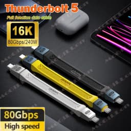 Thunderbolt 5 Full-function Data Cable USB C To USB C Fast Charging PD 240W 16K 60Hz Video Output Functional 80Gbps Transmission