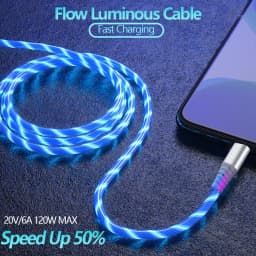 120W Fast Charging USB C Data Cord Flow Luminous USB Type C Cable Glowing LED Cable for Samsung Xiaomi IPhone 16 17Pro