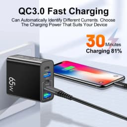 65W 5 Ports USB C Charger Fast Charging Phone Charger Power Adapter For iPhone Samsung Xiaomi Type C Quick Charge Wall Charger
