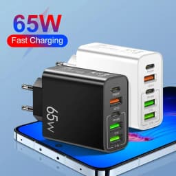 65W 5 Ports USB C Charger Fast Charging Phone Charger Power Adapter For iPhone Samsung Xiaomi Type C Quick Charge Wall Charger