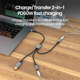 OLAF PD 60W HUB Type-C Multiple Splitter Fast Charging OTG Adapter Cable USB C Male to USB+Type C Female Data Transfer Connector