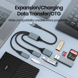 OLAF PD 60W HUB Type-C Multiple Splitter Fast Charging OTG Adapter Cable USB C Male to USB+Type C Female Data Transfer Connector