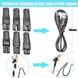 7 PCS Power Cord 5V Replacement Charger USB Adapter Suitable for Electric Hair Clippers, Beard Trimmers, Shavers, Beauty Instrum