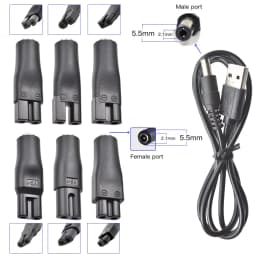 7 PCS Power Cord 5V Replacement Charger USB Adapter Suitable for Electric Hair Clippers, Beard Trimmers, Shavers, Beauty Instrum