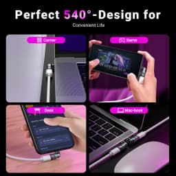 AUFU 2PCS 240W Magnetic USB C Adapter 9Pin USB Type C Fast Charge Cable USB C Female Converter for Samsung iPhone Ipad Macbook