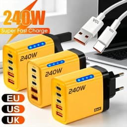 Type C USB 240W Fast Charging Charger GaN USB C Phone Charger Wall Adapter Quick Charge 3.0 With PD Cable For iPhone 17 Samsung
