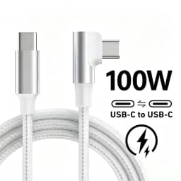 90 Degree PD 100W USB-C Fast Charging Cable For iPhone 15 16 17 Pro Max Samsung Xiaomi POCO F8 OnePlus Dual Type C Braided Cable