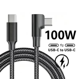 90 Degree PD 100W USB-C Fast Charging Cable For iPhone 15 16 17 Pro Max Samsung Xiaomi POCO F8 OnePlus Dual Type C Braided Cable