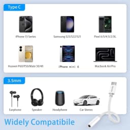 Type-C to 3.5mm Audio Adapter, USB-C Converter, Suitable for Various 3.5mm Interface Headphone Adapters IPhone17 Plus Xiaomi