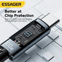 Essager 100W USB Type C Cable 90 ° LED Digital Display Cable 5A PD Fast Charging For iPhone 16 15 Huawei Xiaomi Samsung MacBook