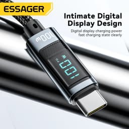 Essager 100W USB Type C Cable 90 ° LED Digital Display Cable 5A PD Fast Charging For iPhone 16 15 Huawei Xiaomi Samsung MacBook