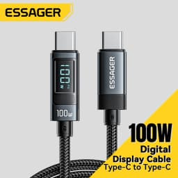 Essager 100W USB Type C Cable 90 ° LED Digital Display Cable 5A PD Fast Charging For iPhone 16 15 Huawei Xiaomi Samsung MacBook