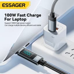 Essager 100W USB Type C Cable 90 ° LED Digital Display Cable 5A PD Fast Charging For iPhone 16 15 Huawei Xiaomi Samsung MacBook