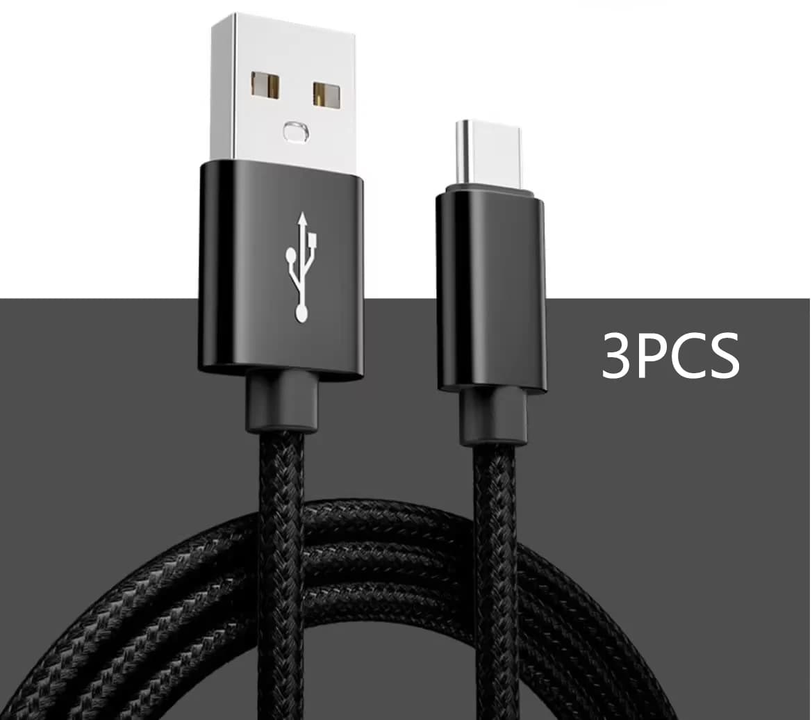 1PCS/3PCS USB to Type C fast mobile phone charging cable data cable, suitable for braided charging cables of Android, Samsung