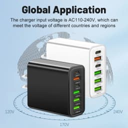Lenovo 65W Fast Charger Multi Interface Mobile Phone Charger 2type-C PD+4usb Travel Charger 3.1ACharging Head For iPhone Samsung