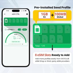 EIOTCLUB ESIM Card – Unlimited ESIM Downloads, Preset 1.1GB Data, Nine Slots Ideal for Travel and Business for Android Phones