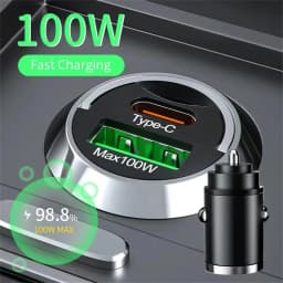 USB 100W Mini Car Charger Fast Charging Head Cigarette Lighter in Car For Xiaomi Samsung Huawei QC3.0 PD Type C Car Phone Charge
