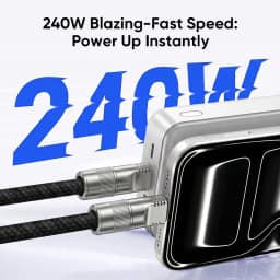 KUULAA 240W USB-C to Type-C 2 in 1 Lanyard Data Cable PD Fast Charging For iPhone 17 16 15 Samsung Huawei Laptops Anti-lost Rop