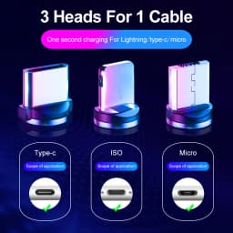 USB C Magnetic Cable Fast charge 3A Micro USB Type C 360 Magnet Fast Charger For iPhone Samsung Android Mobile Phone Cable