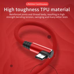 3A Fast Charging Cord 90 Degree Elbow Soft Weave For Playing Game USB To Type C Cable For Xiaomi Samsung Huawei Realme Charger