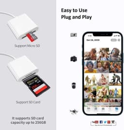 3 In 1 SD TF Card Reader For iPhone 14 12 13 11 Pro Max XR XS USB-A Female Camera Converter For iPhone OTG Adapter