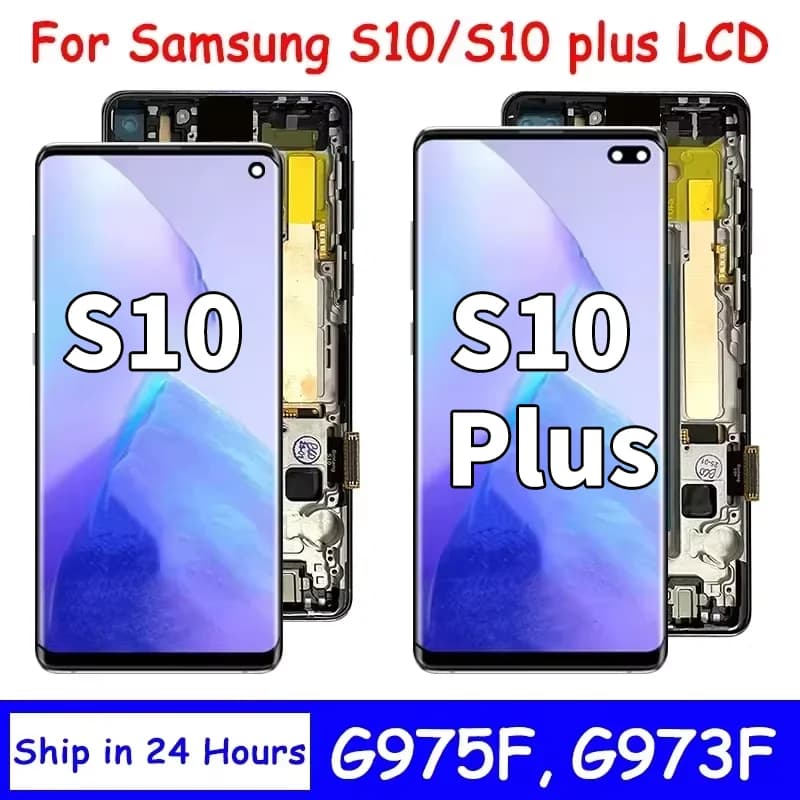 TFT Quality with Frame for Samsung S10 Plus S10+ G975F Lcd Display Digital Touch Screen for Samsung S10 G973F Screen Replacement