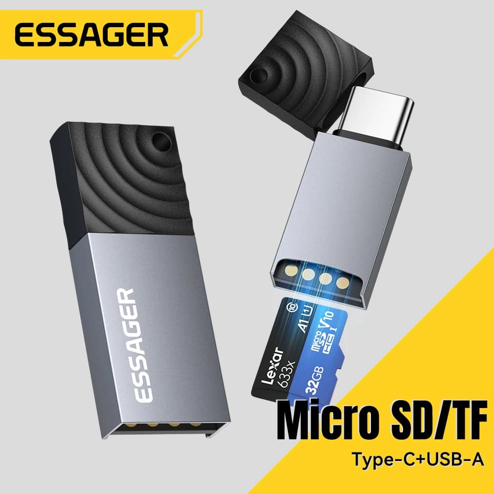 Essager 2 in 1 Card Reader Type C & USB2.0 to Micro SD/TF Memory Card Device High Speed Cardreader for Phone Laptop Accessories