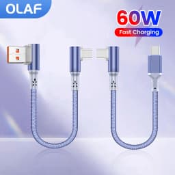 60W 10CM 20CM 90° Elbow Short USB C to USB C Cable Fast Charging For Iphone16 15 Xiaomi Samsung Power BanK USB Type C Data Cable