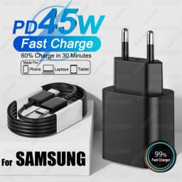 PD 45W Charger Fast Charging Phone Adapter For Samsung Galaxy S24 S23 S22 S25 Ultra A54 A15 A35 A55 5G Charger USB Type C Cable