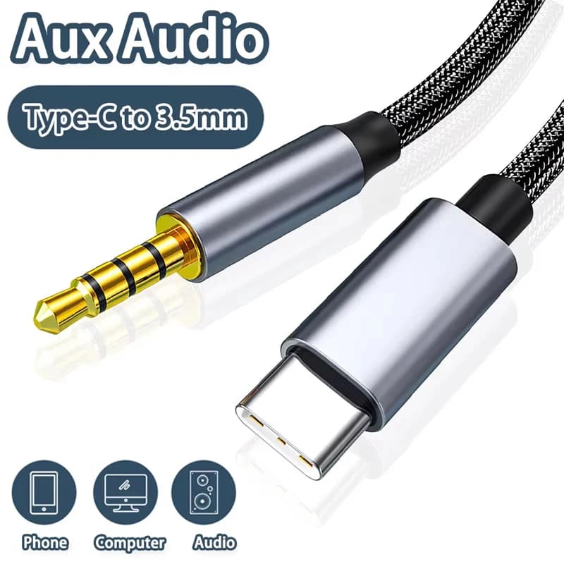 High Quality USB Type C to 3.5mm Aux Audio Cable For iPhone 16 15 Pro Max Samsung S24 Car Headphone Speaker 3.5 Jack Aux Cord