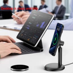 15W Qi2 Desktop Fast Wireless Charging Station Dock Magnetic Wireless Charger Stand Phone For iPhone 17 16 15 14 13 12